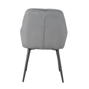 Chaise de repas fauteuil avec accoudoirs en microfibre texturé doux couleur gris anthracite et pieds métal noir - ATLANTA