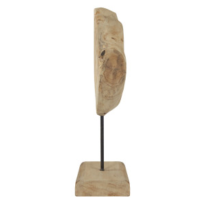 Sculpture Artisanale H. 39 cm Cœur en Bois de Teck Massif avec Socle en Bois - Naturel et Exotique - JUDITH 1