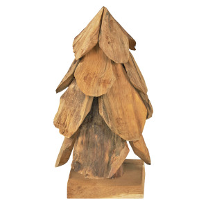 Sculpture Sapin H. 30 cm en Bois de Teck  Fabrication Artisanale - Naturel et Exotique - CLAUS