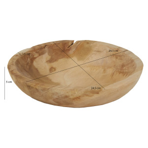 Bol D. 25 cm en Bois de Teck  Fabrication Artisanale - Style Naturel et Exotique - JONES