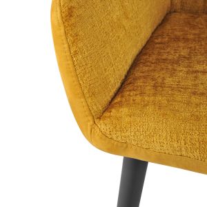 Chaise de repas tissu microfibre jaune moutarde pieds métal - ATLANTA