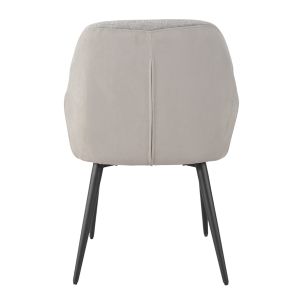 Lot de 2 chaises de repas avec accoudoirs en microfibre texturé doux couleur gris clair et pieds métal noir - ATLANTA