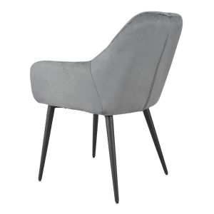 Lot de 2 chaises de repas avec accoudoirs en microfibre texturé doux couleur gris anthracite et pieds métal noir - ATLANTA