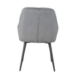 Lot de 2 chaises de repas avec accoudoirs en microfibre texturé doux couleur gris anthracite et pieds métal noir - ATLANTA