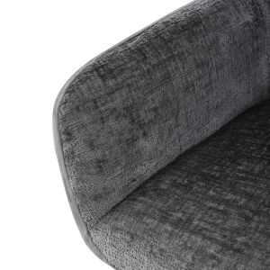 Lot de 2 chaises de repas avec accoudoirs en microfibre texturé doux couleur gris anthracite et pieds métal noir - ATLANTA