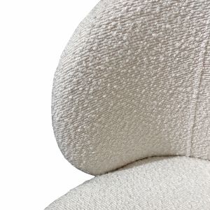 Lot de 2 chaises de repas en tissu bouclette imitation laine de mouton couleur blanc écru et pieds métal noir – SYRACUSE