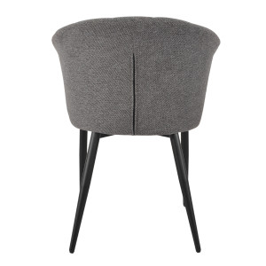 Chaise de repas fauteuil dossier forme de coquillage en tissu gris anthracite et pieds métal noir  – MONTREAL