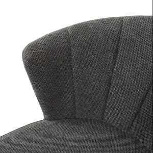 Chaise de repas fauteuil dossier forme de coquillage en tissu gris anthracite et pieds métal noir  – MONTREAL