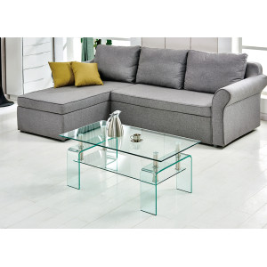 Table Basse Rectangulaire L. 100 cm avec 2 Plateaux en Verre Trempé et Piètement Arc - Design Minimaliste et Contemporain - ICE