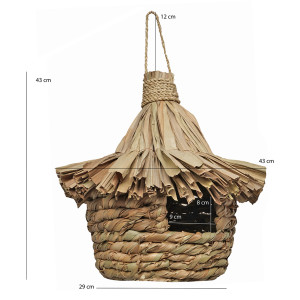 Grand Nichoir pour Oiseaux D. 43 cm en Feuilles de Pandan Fabrication Artisanale - Style Naturel et Exotique - ZAZU