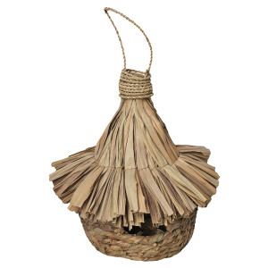 Grand Nichoir pour Oiseaux D. 43 cm en Feuilles de Pandan Fabrication Artisanale - Style Naturel et Exotique - ZAZU