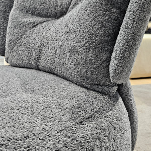 Fauteuil Pivotant 360° en Tissu Bouclette Gris avec Coussin de Dossier Amovible - Design Minimaliste et Contemporain - ERNESTO