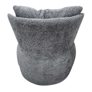 Fauteuil Pivotant 360° en Tissu Bouclette Gris avec Coussin de Dossier Amovible - Design Minimaliste et Contemporain - ERNESTO