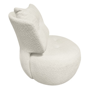 Fauteuil Pivotant 360° en Tissu Bouclette Beige avec Coussin de Dossier Amovible - Design Minimaliste et Contemporain - ERNESTO