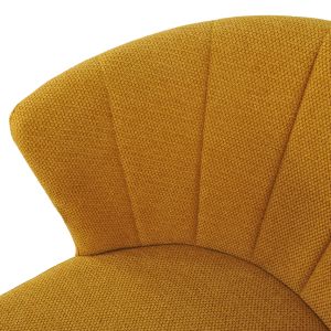 Chaise de repas fauteuil dossier forme de coquillage en tissu jaune moutarde et pieds métal noir – MONTREAL