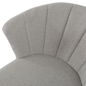 Chaise de repas fauteuil dossier forme de coquillage en tissu gris clair et pieds métal noir – MONTREAL