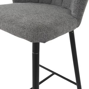 Lot de 2 chaises de bar H. 105 cm dossier forme de coquillage en tissu gris anthracite piètement métal noir– MONTREAL