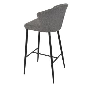 Lot de 2 chaises de bar H. 105 cm dossier forme de coquillage en tissu gris anthracite piètement métal noir– MONTREAL