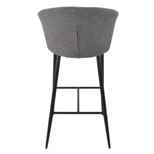 Lot de 2 chaises de bar H. 105 cm dossier forme de coquillage en tissu gris anthracite piètement métal noir– MONTREAL