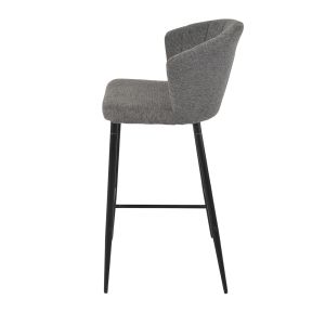 Lot de 2 chaises de bar H. 105 cm dossier forme de coquillage en tissu gris anthracite piètement métal noir– MONTREAL