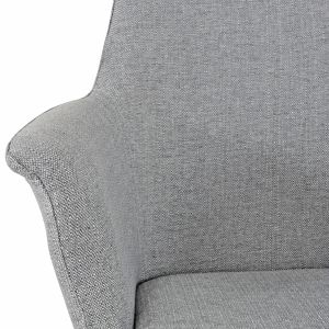 Lot de 2 chaises de repas avec accoudoirs en tissu gris clair et pieds métal noir – style contemporain – CALGARY