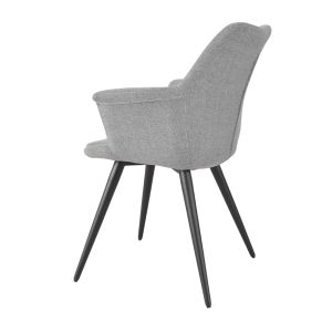 Lot de 2 chaises de repas avec accoudoirs en tissu gris clair et pieds métal noir – style contemporain – CALGARY