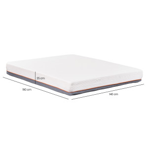 Matelas multicouches 140 x 190 cm à mémoire de forme avec cachemire doux, traitement anti bactérien et acarien – GLOIRE