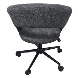 Fauteuil de Bureau Pivotant 360° en Tissu Bouclette Gris et Piètement avec Roulettes Noir - Design Contemporain - MARTY