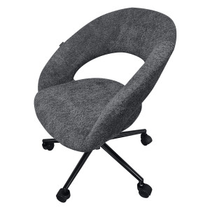 Fauteuil de Bureau Pivotant 360° en Tissu Bouclette Gris et Piètement avec Roulettes Noir - Design Contemporain - MARTY