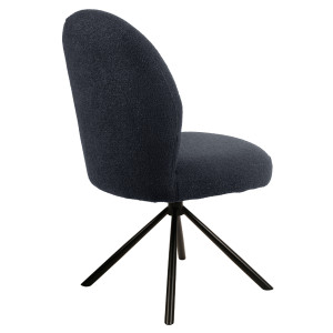 Chaise de Repas Rotative 180° en Tissu Bouclette Noir avec Piètement en Métal Noir - Design Contemporain - JULIEN