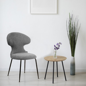 Chaise de Repas de Repas en Tissu Doux Gris avec Piètement en Métal Noir - Design Minimaliste et Contemporain - GLORIA