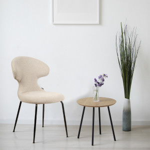 Chaise de Repas de Repas en Tissu Doux Beige avec Piètement en Métal Noir - Design Minimaliste et Contemporain - GLORIA