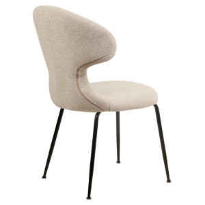 Chaise de Repas de Repas en Tissu Doux Beige avec Piètement en Métal Noir - Design Minimaliste et Contemporain - GLORIA