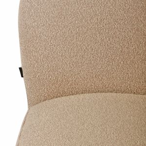 Lot de 2 Chaises de Repas Rotatives 180° en Tissu Bouclette Beige avec Piètement en Métal Noir - Design Contemporain - JULIEN