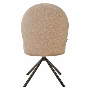 Lot de 2 Chaises de Repas Rotatives 180° en Tissu Bouclette Beige avec Piètement en Métal Noir - Design Contemporain - JULIEN