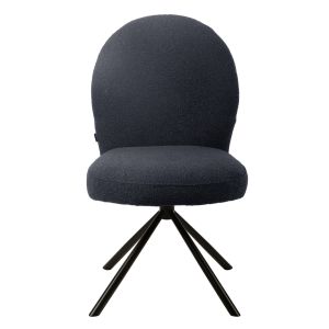 Lot de 2 Chaises de Repas Rotatives 180° en Tissu Bouclette Noir avec Piètement en Métal Noir - Design Contemporain - JULIEN