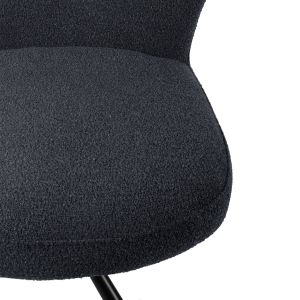 Lot de 2 Chaises de Repas Rotatives 180° en Tissu Bouclette Noir avec Piètement en Métal Noir - Design Contemporain - JULIEN