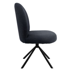 Lot de 2 Chaises de Repas Rotatives 180° en Tissu Bouclette Noir avec Piètement en Métal Noir - Design Contemporain - JULIEN