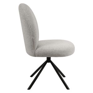 Lot de 2 Chaises de Repas Rotatives 180° en Tissu Bouclette Gris avec Piètement en Métal Noir - Design Contemporain - JULIEN