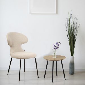 Lot de 2 Chaises de Repas en Tissu Doux Beige avec Piètement en Métal Noir - Design Minimaliste et Contemporain - GLORIA