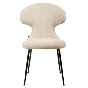 Lot de 2 Chaises de Repas en Tissu Doux Beige avec Piètement en Métal Noir - Design Minimaliste et Contemporain - GLORIA