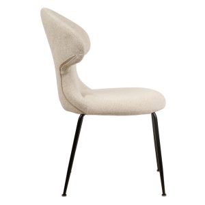 Lot de 2 Chaises de Repas en Tissu Doux Beige avec Piètement en Métal Noir - Design Minimaliste et Contemporain - GLORIA