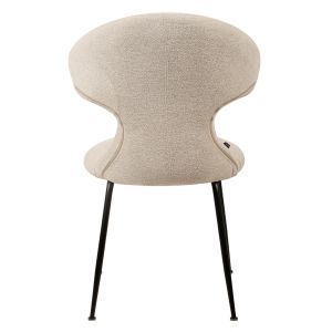 Lot de 2 Chaises de Repas en Tissu Doux Beige avec Piètement en Métal Noir - Design Minimaliste et Contemporain - GLORIA