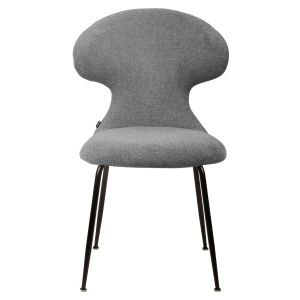 Lot de 2 Chaises de Repas en Tissu Doux Gris avec Piètement en Métal Noir - Design Minimaliste et Contemporain - GLORIA