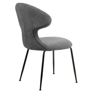 Lot de 2 Chaises de Repas en Tissu Doux Gris avec Piètement en Métal Noir - Design Minimaliste et Contemporain - GLORIA