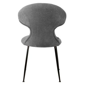 Lot de 2 Chaises de Repas en Tissu Doux Gris avec Piètement en Métal Noir - Design Minimaliste et Contemporain - GLORIA