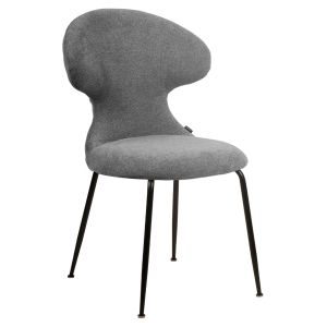 Lot de 2 Chaises de Repas en Tissu Doux Gris avec Piètement en Métal Noir - Design Minimaliste et Contemporain - GLORIA