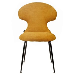 Lot de 2 Chaises de Repas en Tissu Doux Moutarde avec Piètement en Métal Noir - Design Minimaliste et Contemporain - GLORIA