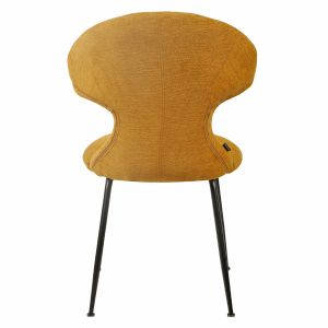 Lot de 2 Chaises de Repas en Tissu Doux Moutarde avec Piètement en Métal Noir - Design Minimaliste et Contemporain - GLORIA