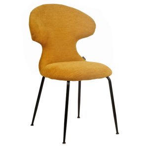 Lot de 2 Chaises de Repas en Tissu Doux Moutarde avec Piètement en Métal Noir - Design Minimaliste et Contemporain - GLORIA